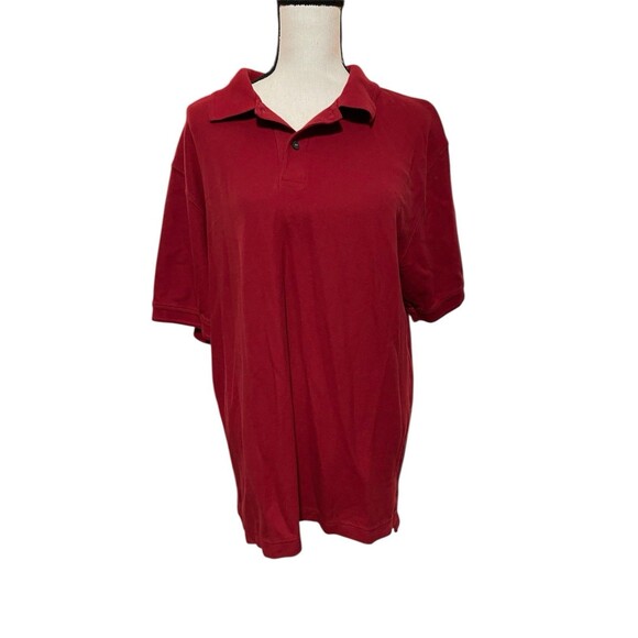 LL Bean Polo Shirt Mens L Reg Short-Sleeve Red Cotton Preppy - Picture 1 of 2